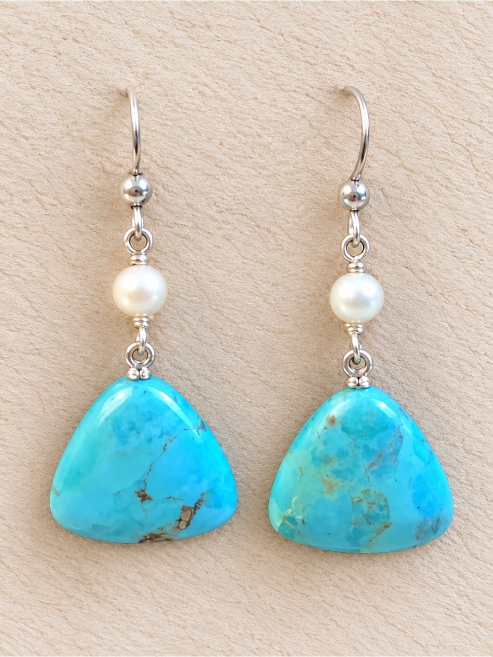 Jay King Mine Finds Sterling Silver Turquoise Pearl Drop Earrings